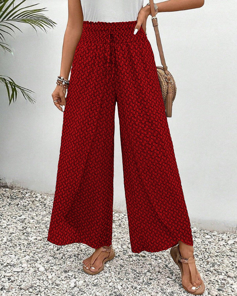 Clara Devereux | Printed Wide Leg Trousers For Women