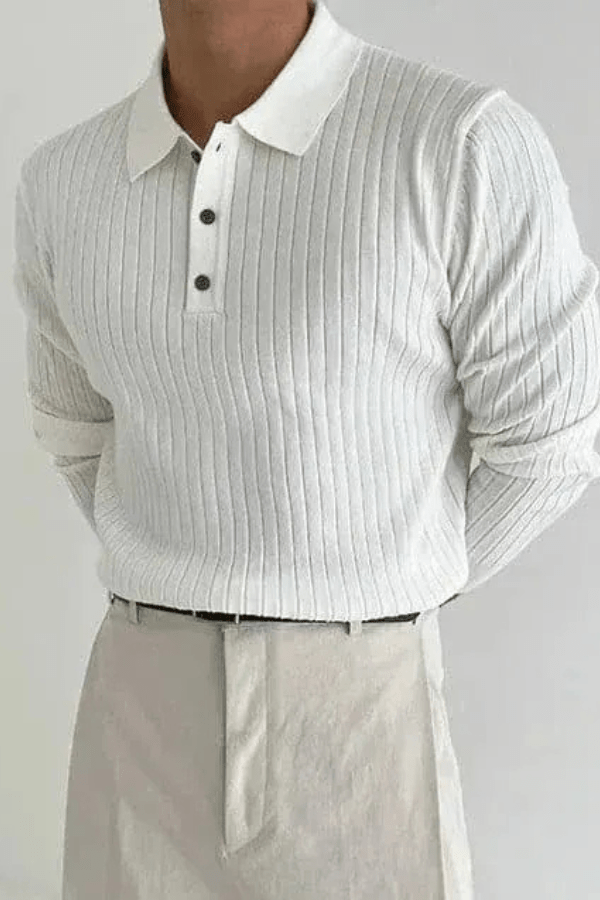 Sebastien Laurent | Ribbed Long Sleeve Polo Knit