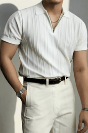 Adrien Beaumont | Ribbed Zip Polo Shirt