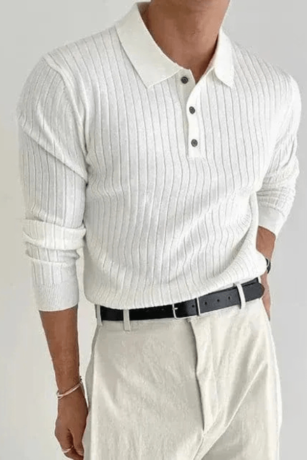 Sebastien Laurent | Ribbed Long Sleeve Polo Knit