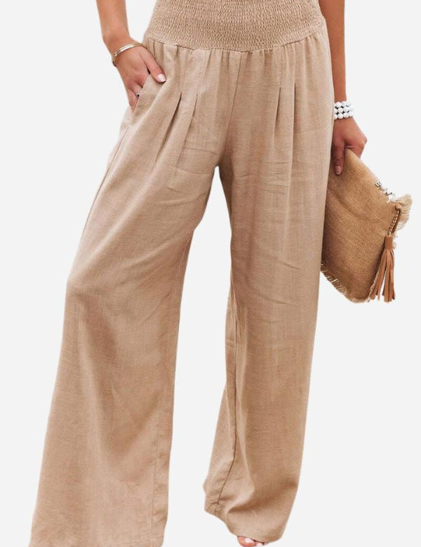 Colette Dubois | Smocked Waist Wide Leg Trousers For Women