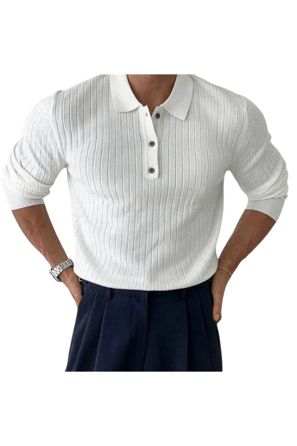 Sebastien Laurent | Ribbed Long Sleeve Polo Knit