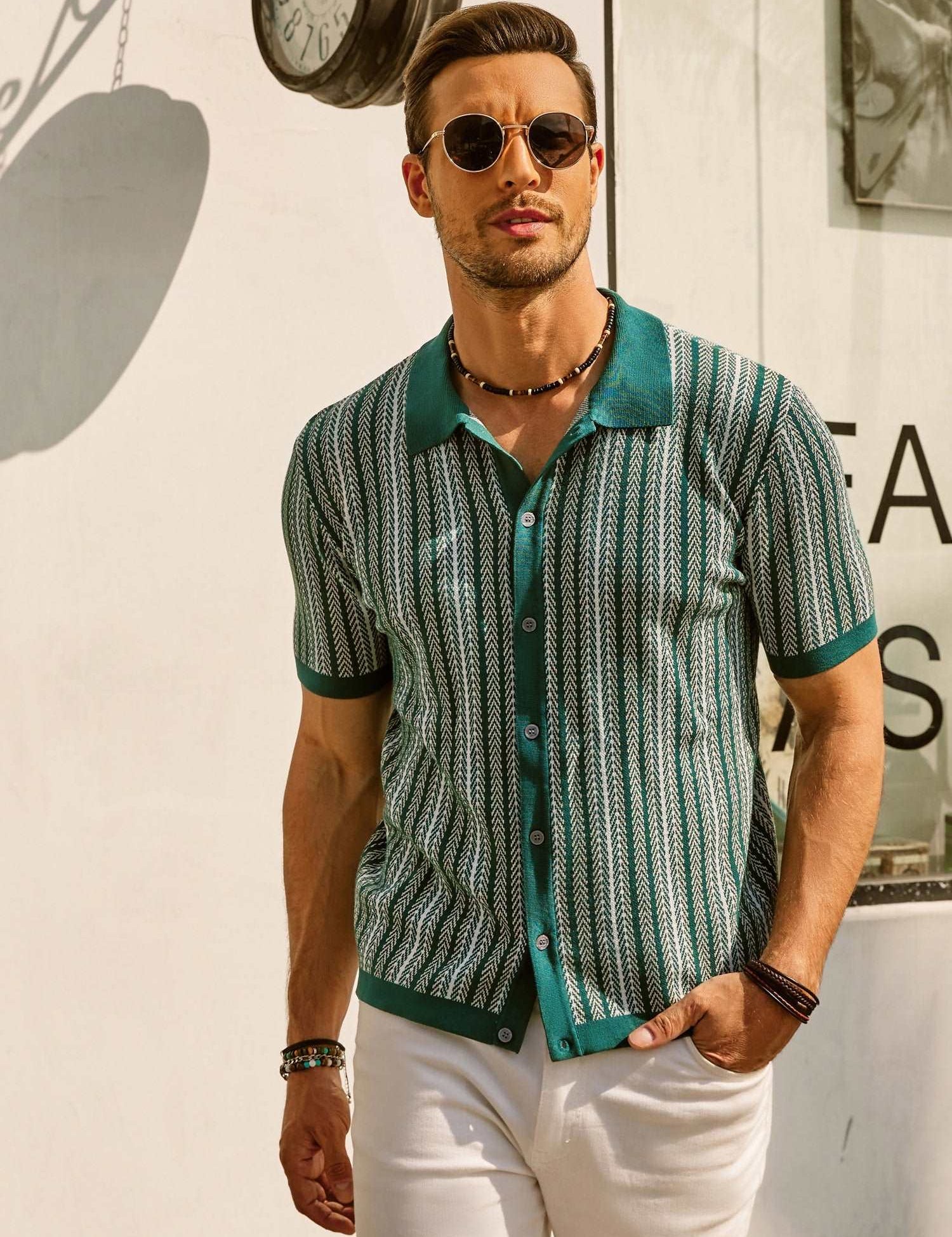 Enzo Bellini | Riviera Pattern Knit Polo Luxe