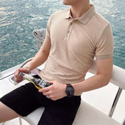 Adriano Bellucci | Ribbed Knit Polo Shirt For Men