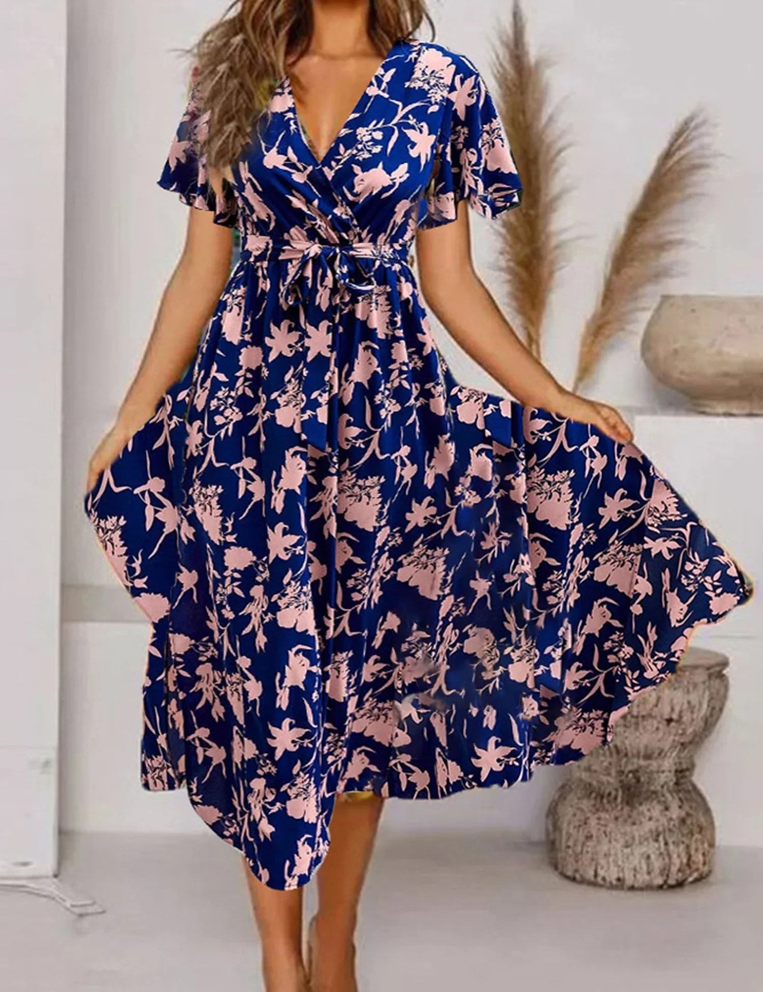 Amanda Fischer | V-Neck Floral Midi Dress For Women