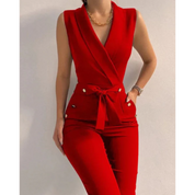 Monica Davenport | Wrap Style Tailored Jumpsuit For Women
