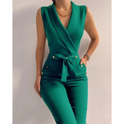 Monica Davenport | Wrap Style Tailored Jumpsuit For Women