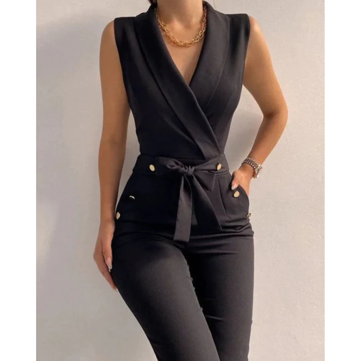Monica Davenport | Wrap Style Tailored Jumpsuit For Women