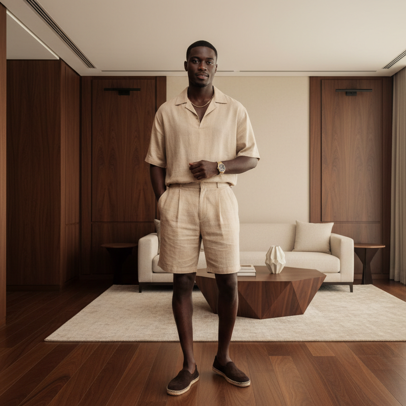 a-posh-black-man-wearing-a-two-piece-outfit-shorts-blouses-with-short-sleeve-in-a-beige-deep-wood-environment.png