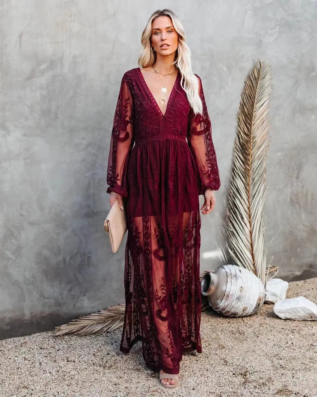 Addison Blevins | Lace Bohemian Maxi Summer Dress For Women