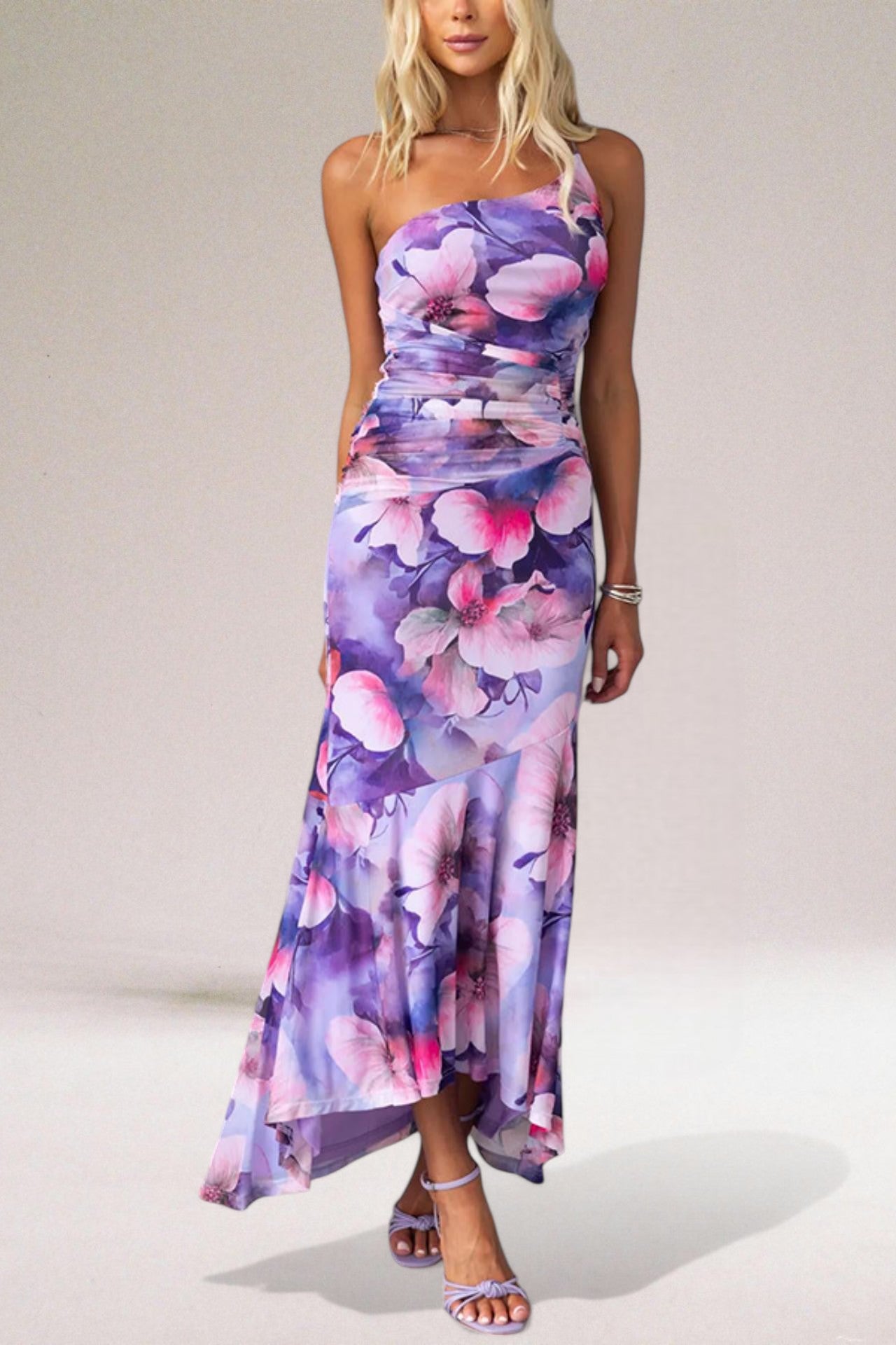 Stephanie Maxwell | One-Shoulder Floral Midi Dress For Women
