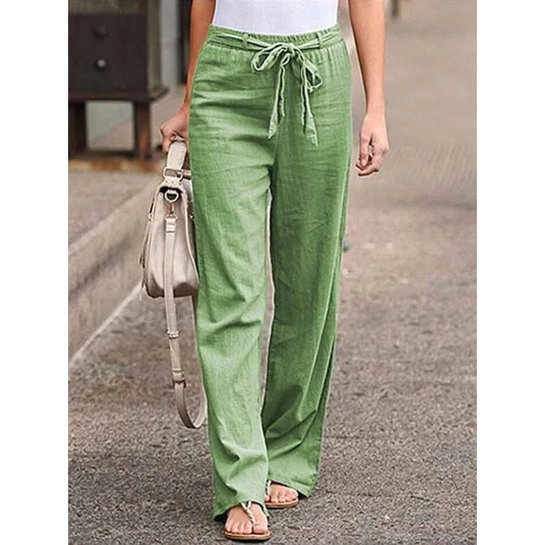 Camille Dubois | Relaxed Drawstring Linen Trousers For Women