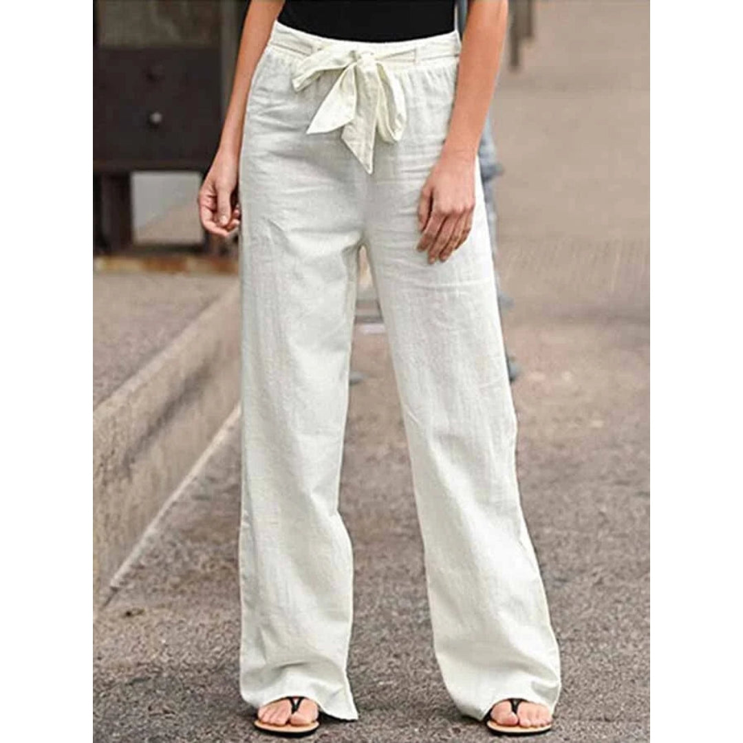Camille Dubois | Relaxed Drawstring Linen Trousers For Women