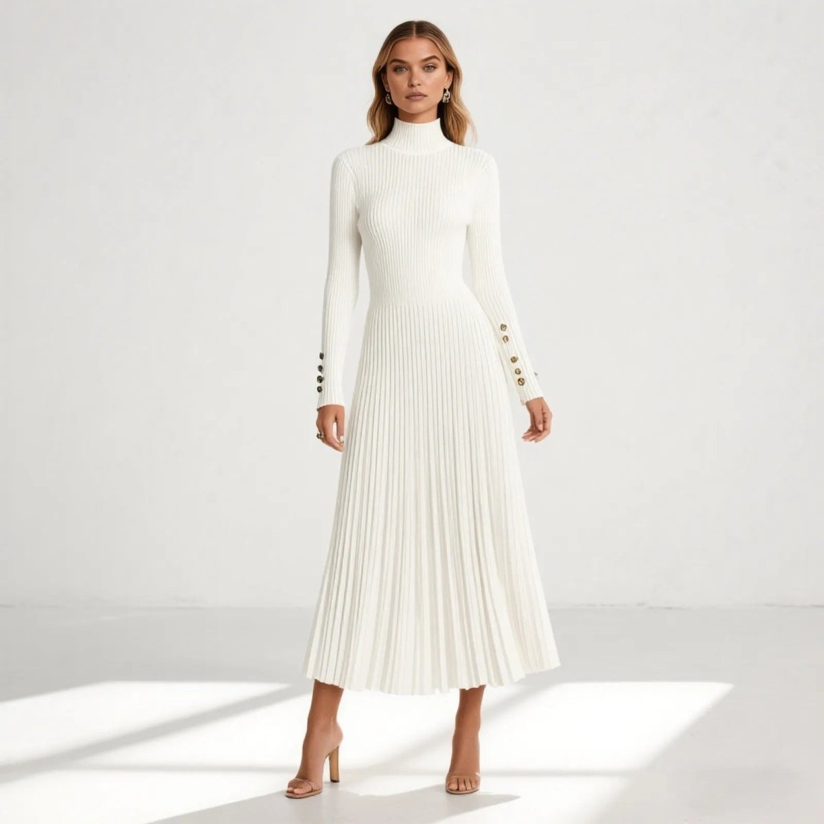 Victoria Ashford | Elegant Pleated Midi Dress For Women